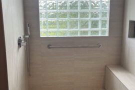 Walk In Shower Conversion with Bench and Linear Drain