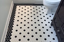 Hexagon Mosaic Bathroom Floor with Black Border