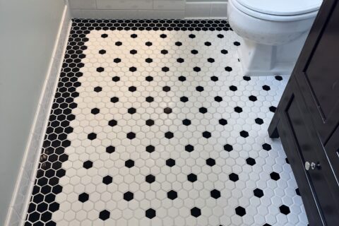 Hexagon Mosaic Bathroom Floor with Black Border