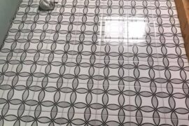 Decorative Bathroom Floor Tile Installation