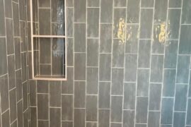 Vertical Offset Subway Tile Tub Surround