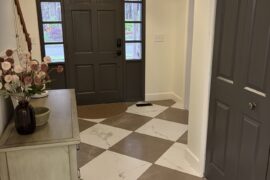 Diagonal Checkerboard Porcelain Foyer Installation