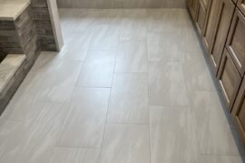Porcelain Tile Bathroom Installation with Wall Extension