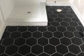 Hexagon Bathroom Floor Tile Installation